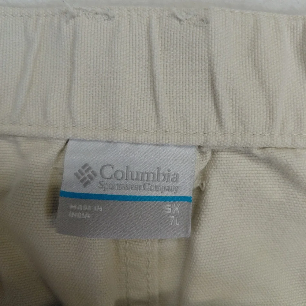 Columbia PFG Mens Beige Cotton Canvas Cargo‎ Fishing Shorts 5X 7L Big and Tall